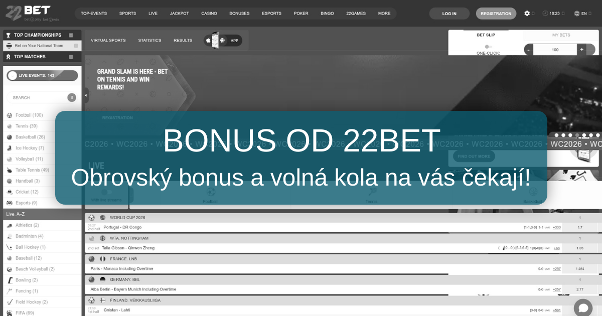 22Bet Bonus bez vkladu pro snadný start